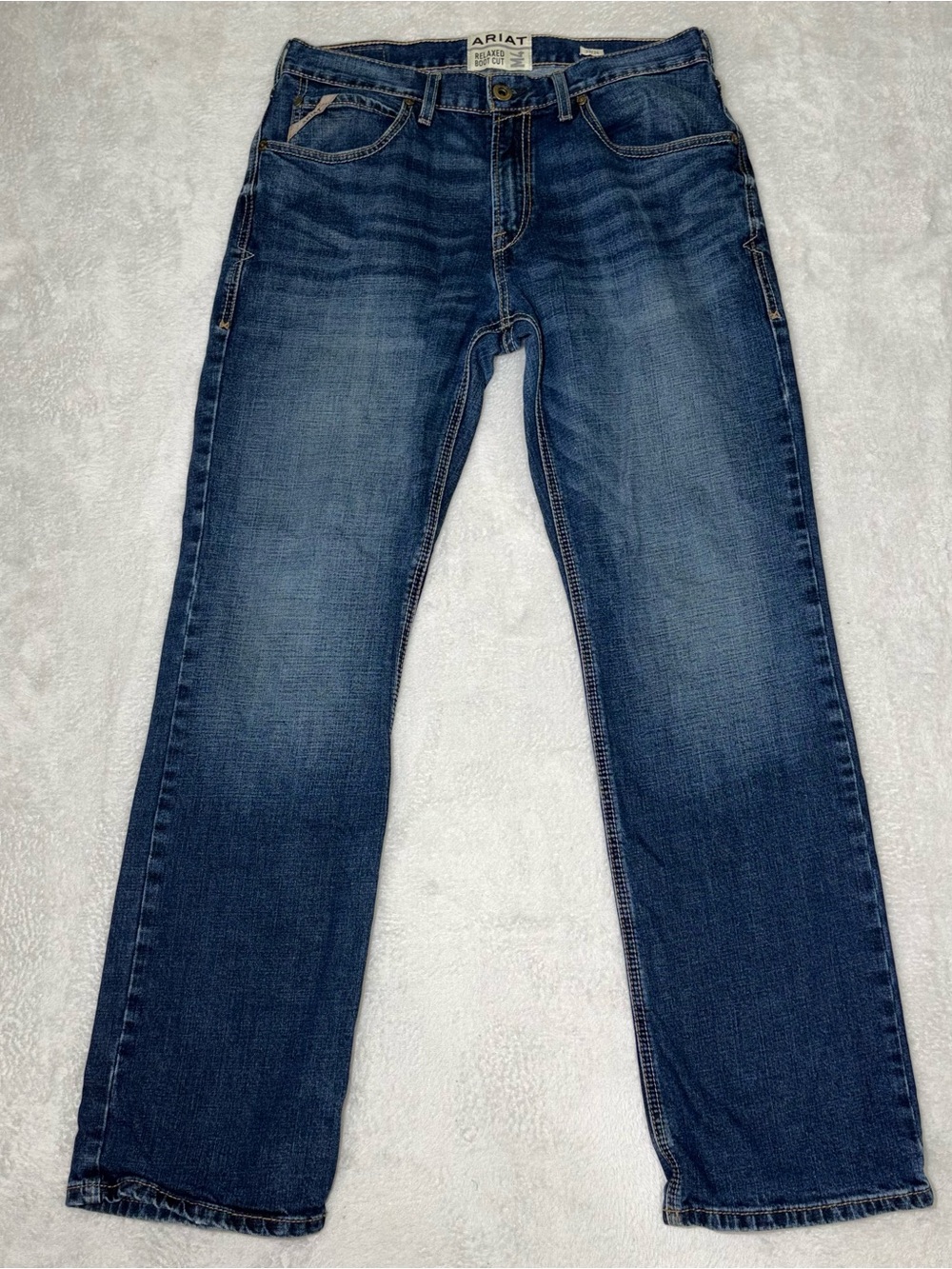 Ariat Men's M4 Relaxed Dustin Boot Cut Blue Jean Size 33/34
